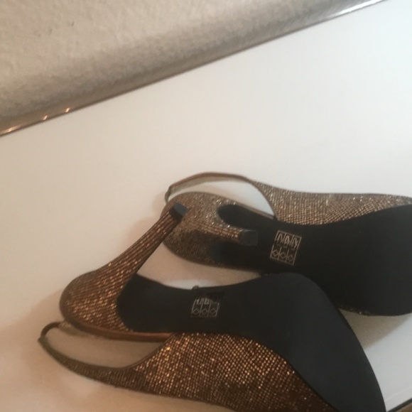 Lulu Townsend  bronze glitter sling back peep toe platform shoes 😍 - Picture 16 of 16